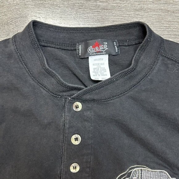 Choko Motorsports GMC 4 Button Henley Long Sleeve Shirt Size Small Cotton Black - Picture 3 of 6